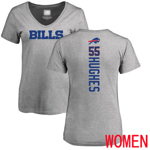 NFL Women Buffalo Bills #55 Jerry Hughes Ash Backer V-Neck T Shirt